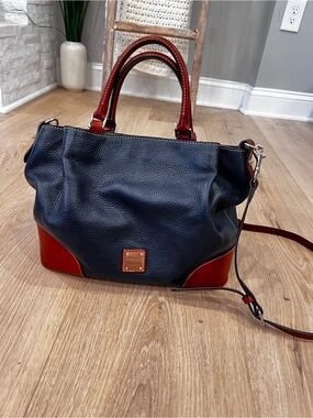 Dooney & Bourke Brenna Navy Pebbled Leather Satchel Crossbody